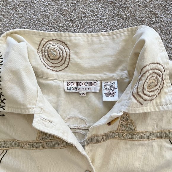 Vintage Brownstone Studio Unique Embroidered Boho Cottage Top w Oyster Buttons - Picture 10 of 13